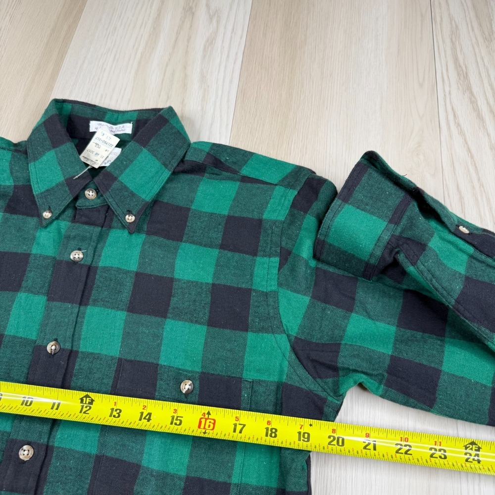 NWT VTG Brooks Brothers Green Black Buffalo Plaid Flannel Button Shirt Size M - Picture 9 of 11